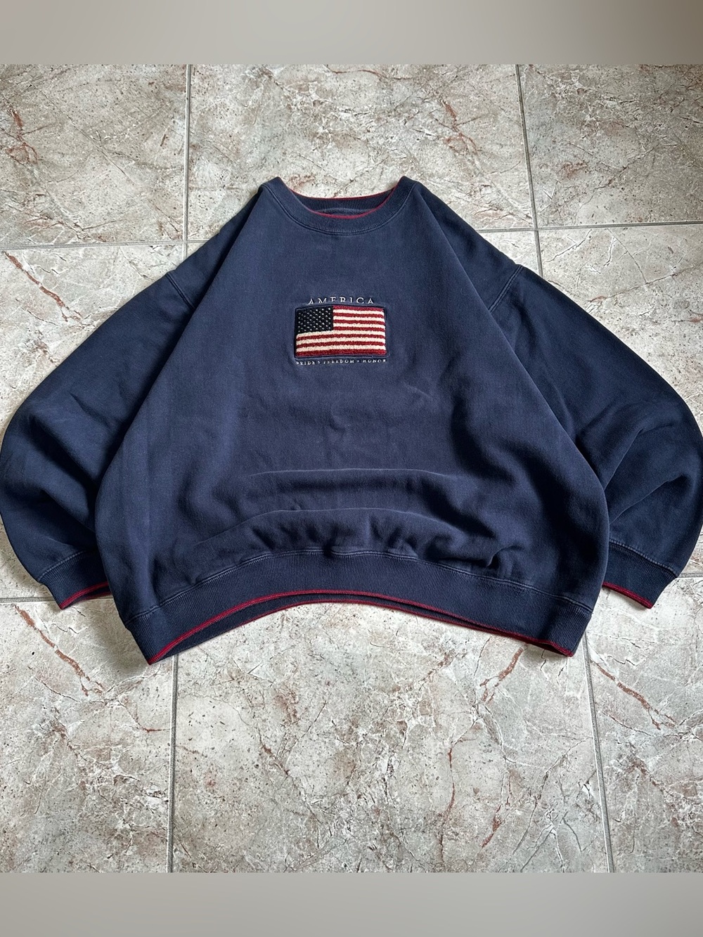 Vintage Croft & Barrow Sport USA Flag Crewneck Sweatshirt XL
